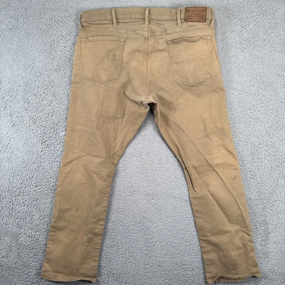 Polo Ralph Lauren Jeans Mens 38x30 Beige Tan Varick Slim Straight‎ Khaki Denim